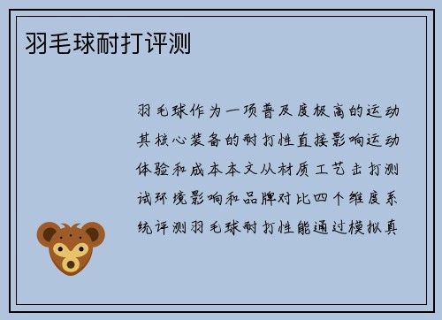 羽毛球耐打评测